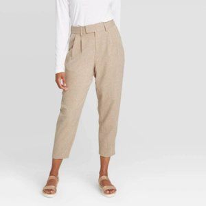 Women's Tapered Cropped Pleated Trousers- Size M